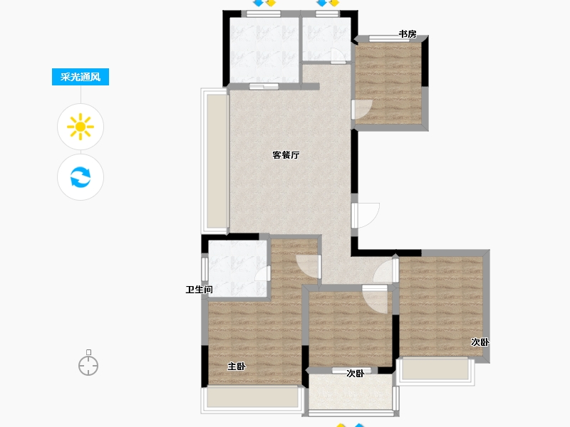 浙江省-杭州市-首创禧瑞江南-92.00-户型库-采光通风