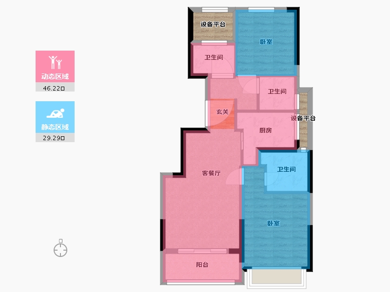 浙江省-杭州市-绿城千岛湖柳岸晓风-71.00-户型库-动静分区