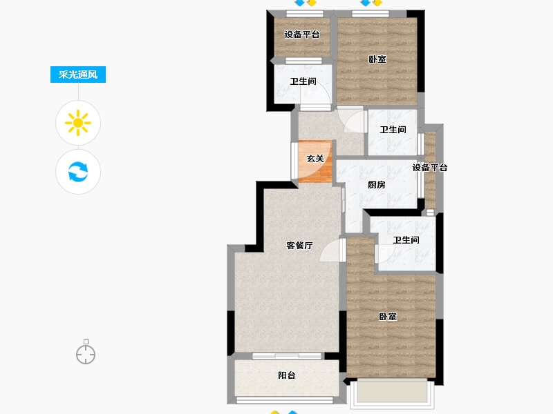 浙江省-杭州市-绿城千岛湖柳岸晓风-71.00-户型库-采光通风