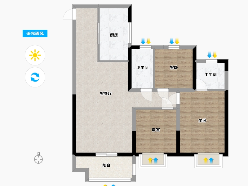 江苏省-镇江市-金科祥生·悦园-86.48-户型库-采光通风