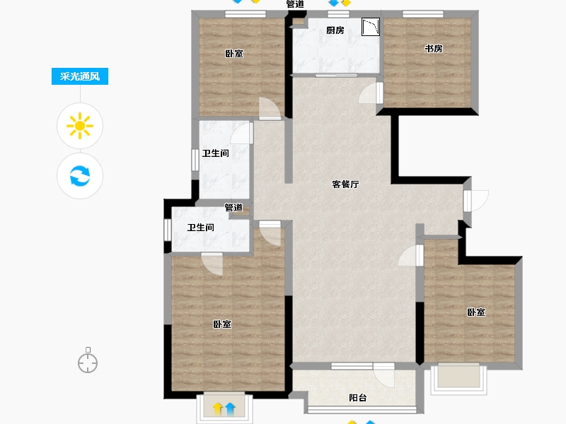 山西省-太原市-华润公元九里-111.00-户型库-采光通风