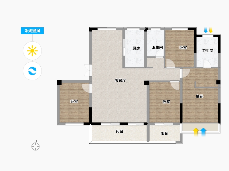 江苏省-扬州市-佳源玖珑湾-134.00-户型库-采光通风