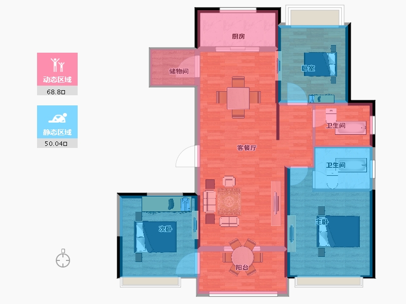 江苏省-扬州市-恒通运和蓝湾-108.00-户型库-动静分区