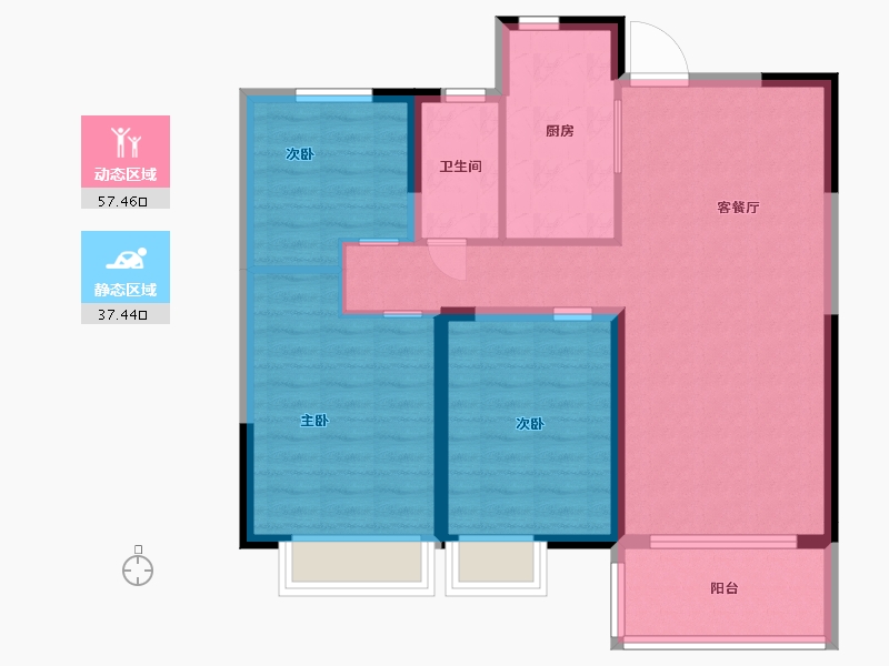 江苏省-盐城市-凤凰汇天辰府-85.39-户型库-动静分区