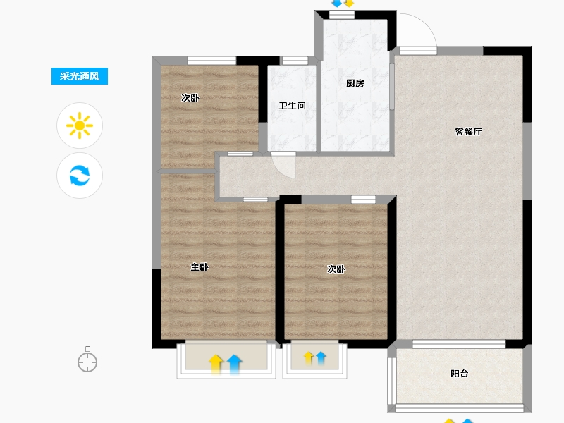 江苏省-盐城市-凤凰汇天辰府-85.39-户型库-采光通风