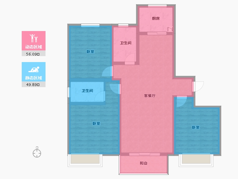 陕西省-咸阳市-海城华府-94.42-户型库-动静分区