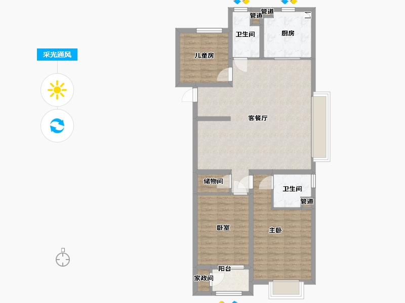 山西省-太原市-保利时光印象-96.03-户型库-采光通风