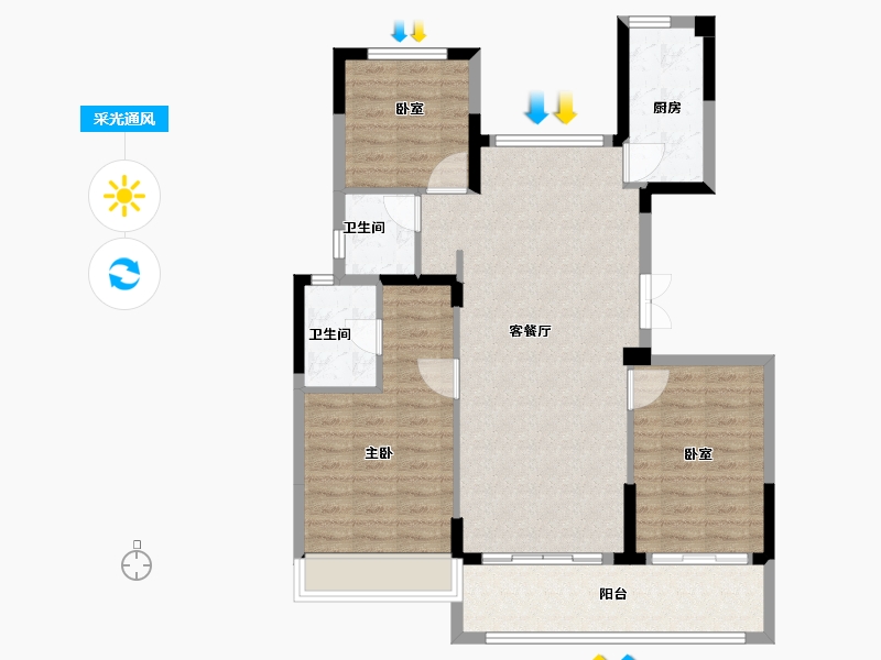 江苏省-扬州市-华建正茂府-94.48-户型库-采光通风