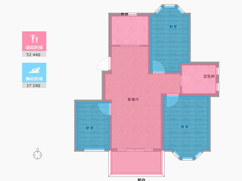 江苏省-扬州市-蜀冈金地-80.30-户型库-动静分区