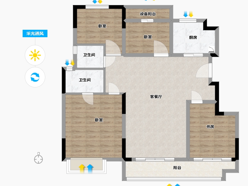 浙江省-杭州市-奥园·湖山府-102.00-户型库-采光通风