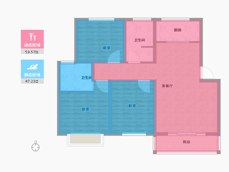 青海省-西宁市-平安先河东苑-96.00-户型库-动静分区