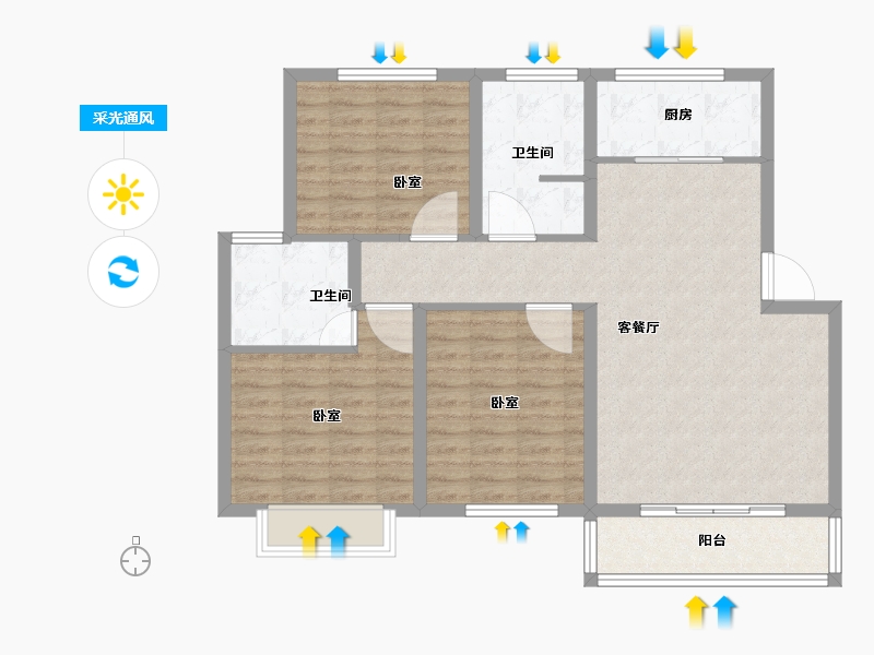 青海省-西宁市-平安先河东苑-96.00-户型库-采光通风