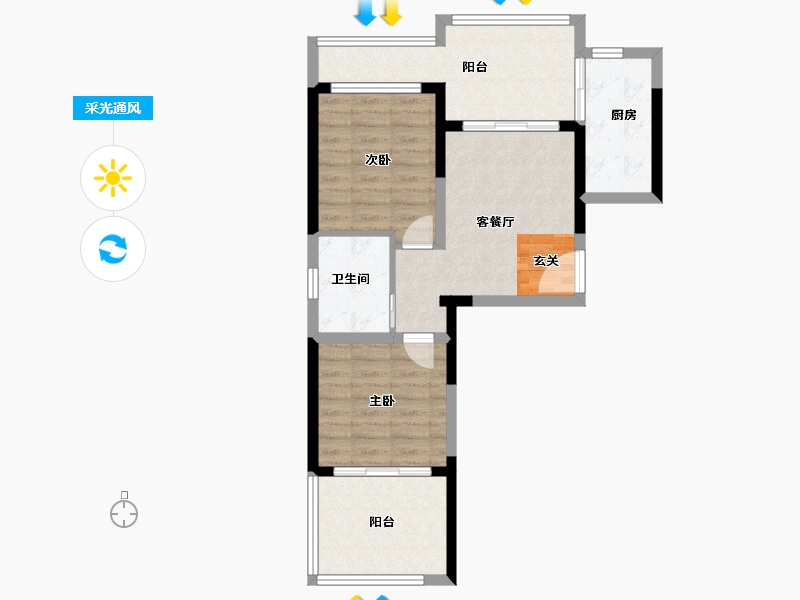 陕西省-宝鸡市-合力·西润南山-66.00-户型库-采光通风