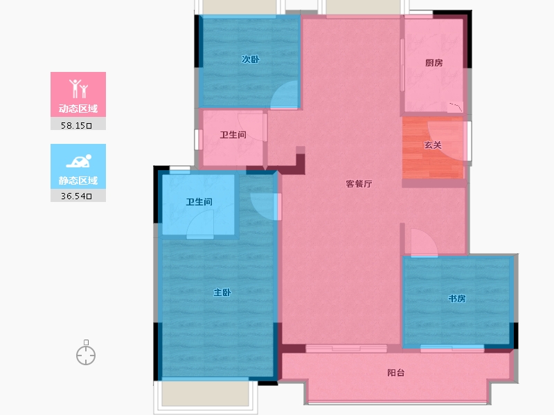 江苏省-南京市-揽湾玖筑-85.61-户型库-动静分区