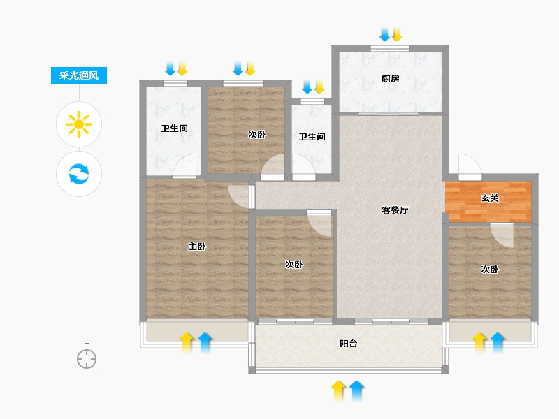 江苏省-苏州市-上东区PRO-120.00-户型库-采光通风