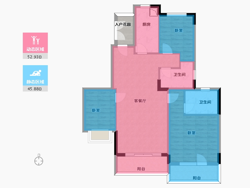 浙江省-杭州市-恒大御泉四季-90.99-户型库-动静分区