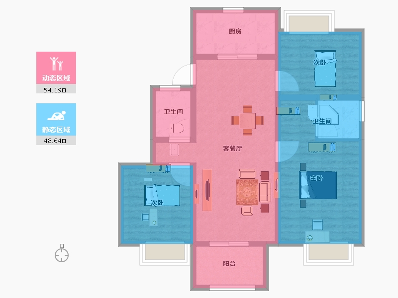 江苏省-扬州市-万科北宸之光-92.00-户型库-动静分区