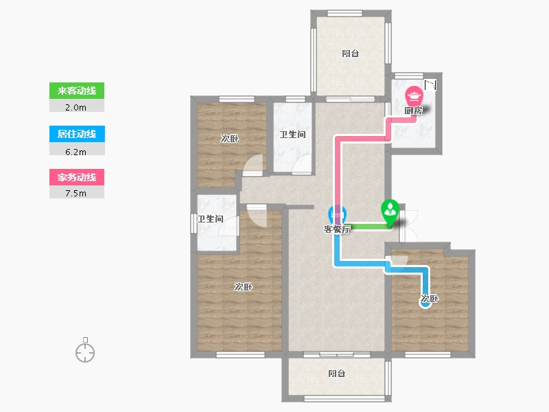 江苏省-徐州市-枫林学府-102.60-户型库-动静线