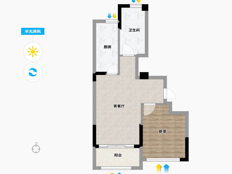 江苏省-扬州市-蓝湾学府-55.02-户型库-采光通风