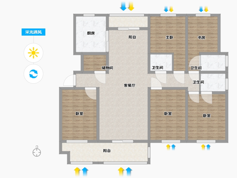 江苏省-镇江市-天怡天颐城·和园-166.00-户型库-采光通风