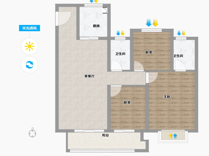 江苏省-泰州市-中海九樾-96.10-户型库-采光通风