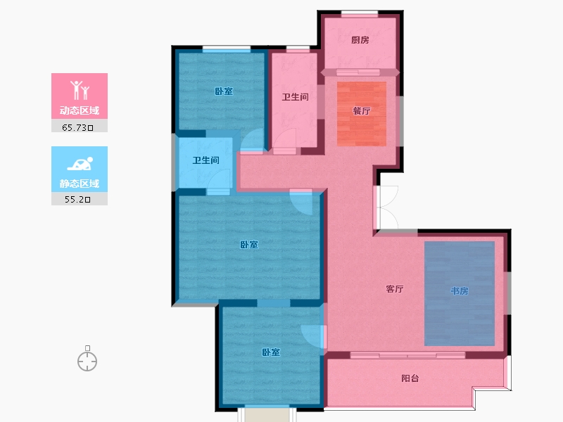 陕西省-咸阳市-中昌·如意城-100.15-户型库-动静分区