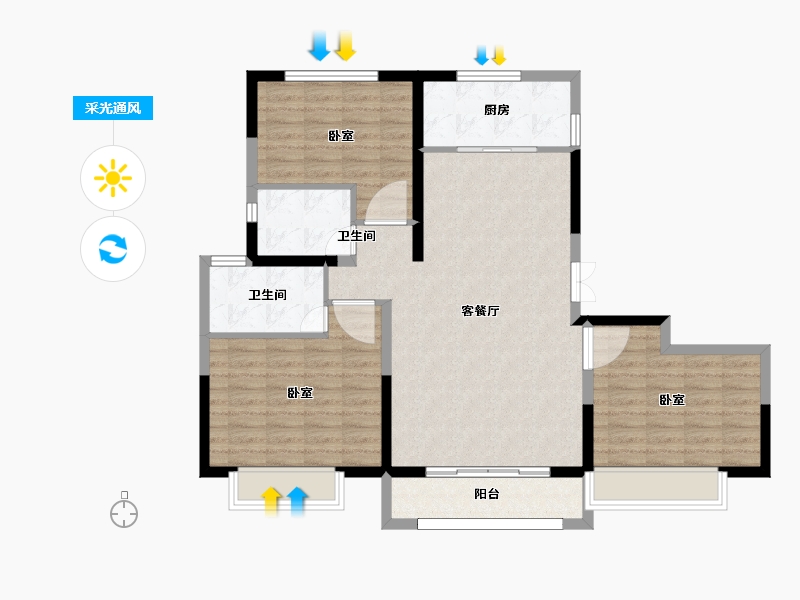 陕西省-宝鸡市-聚丰·高新首府-103.24-户型库-采光通风