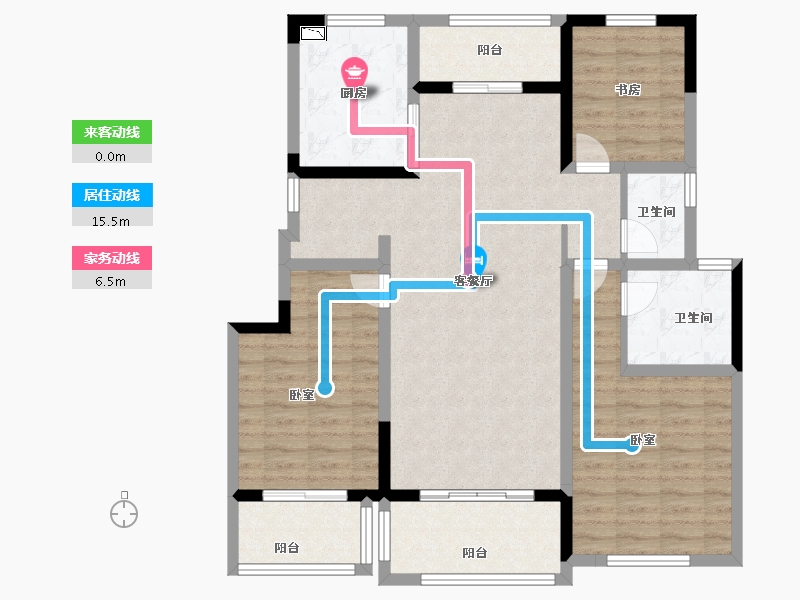 江苏省-扬州市-恒大悦珑湾-105.00-户型库-动静线