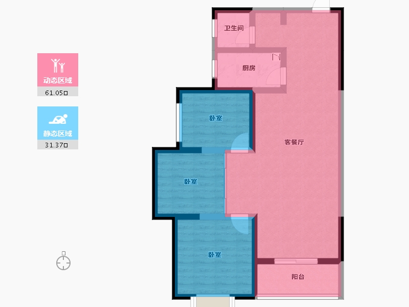 陕西省-咸阳市-中昌·如意城-82.36-户型库-动静分区