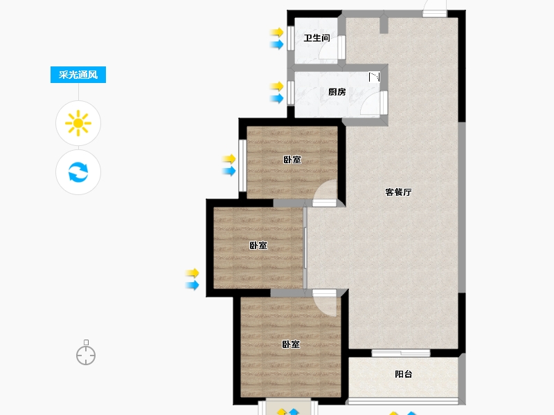 陕西省-咸阳市-中昌·如意城-82.36-户型库-采光通风