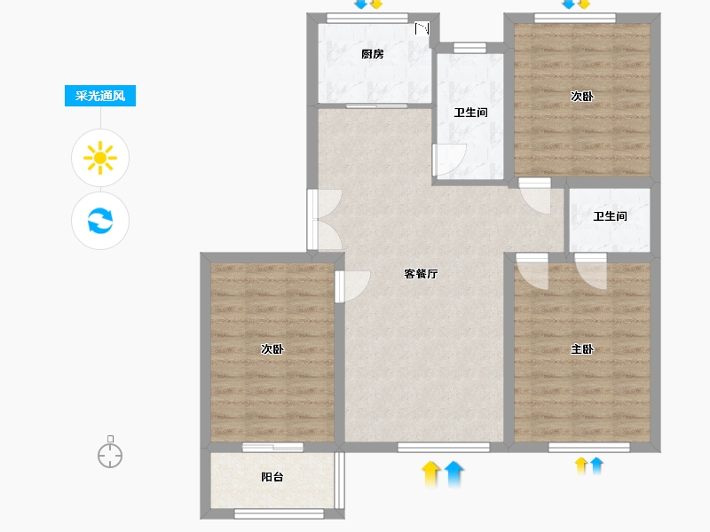 江苏省-盐城市-联益欧景名城-88.00-户型库-采光通风