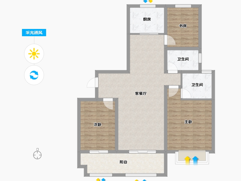 江苏省-徐州市-睢宁·万园-95.27-户型库-采光通风