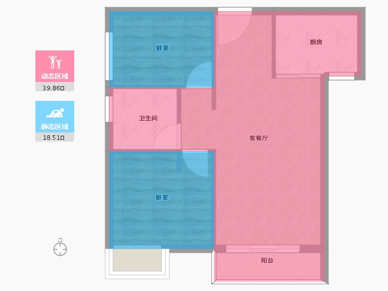 江苏省-南京市-万科 星荟-52.99-户型库-动静分区