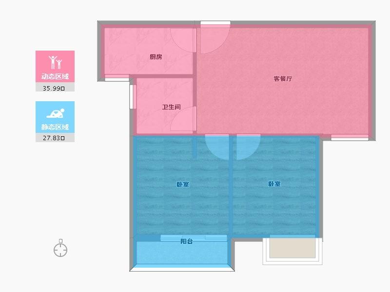 江苏省-南京市-万科 星荟-58.00-户型库-动静分区