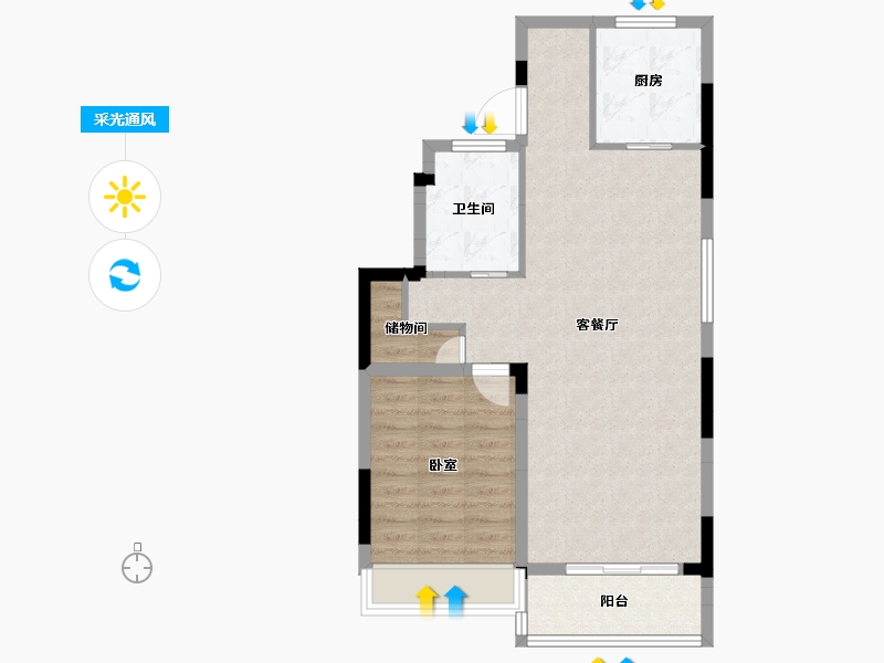 浙江省-杭州市-地铁万科未来天空之城-68.79-户型库-采光通风