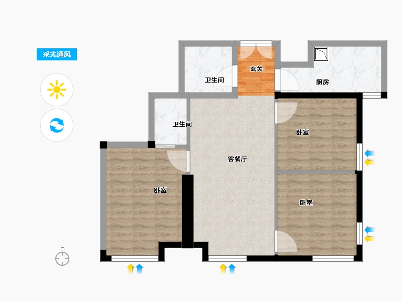 甘肃省-兰州市-鸿嘉国际广场-80.50-户型库-采光通风