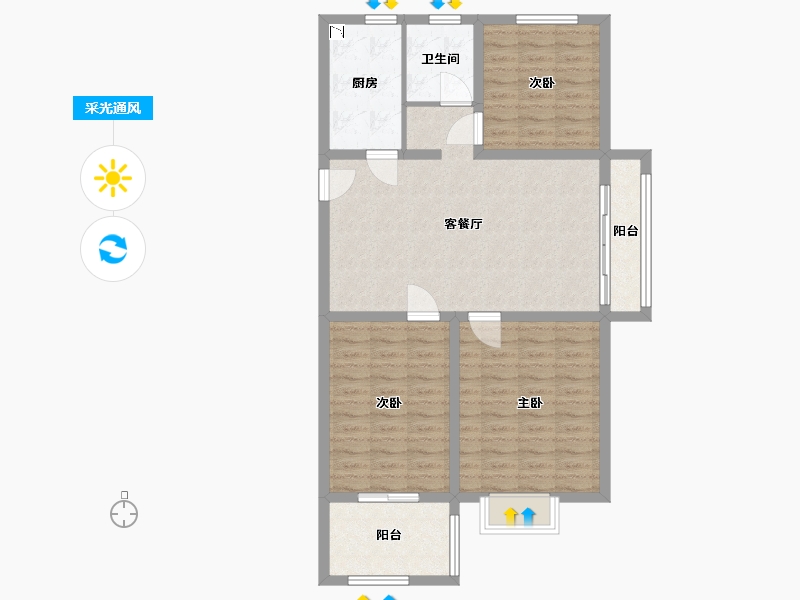 江苏省-盐城市-联益欧景名城-93.00-户型库-采光通风