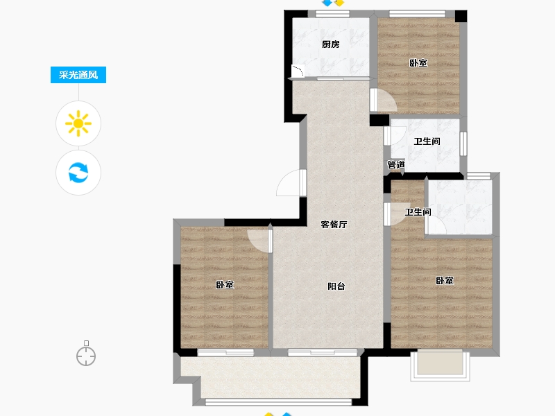 江苏省-苏州市-华侨城水畔华庭-86.01-户型库-采光通风