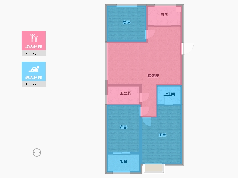 江苏省-盐城市-港利上城国际二期-104.45-户型库-动静分区