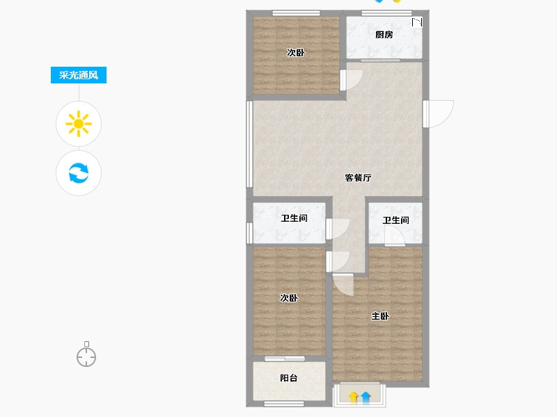 江苏省-盐城市-港利上城国际二期-104.45-户型库-采光通风