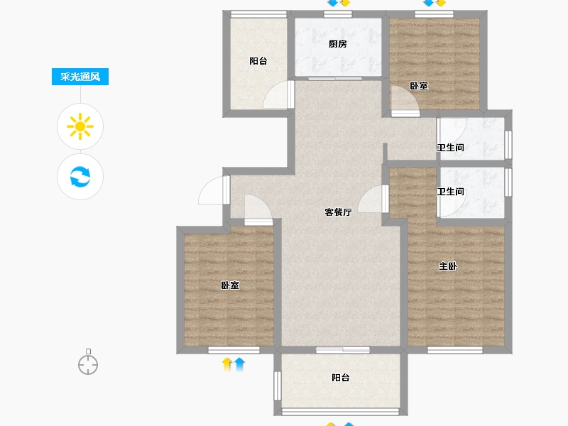 江苏省-镇江市-天怡天颐城·和园-103.86-户型库-采光通风