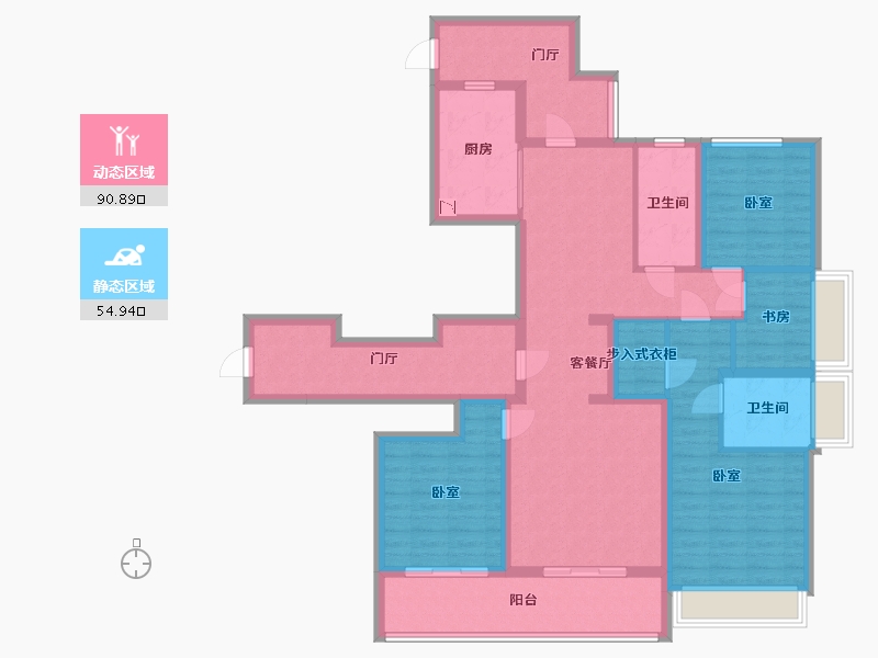 浙江省-杭州市-融创涌清府-128.76-户型库-动静分区