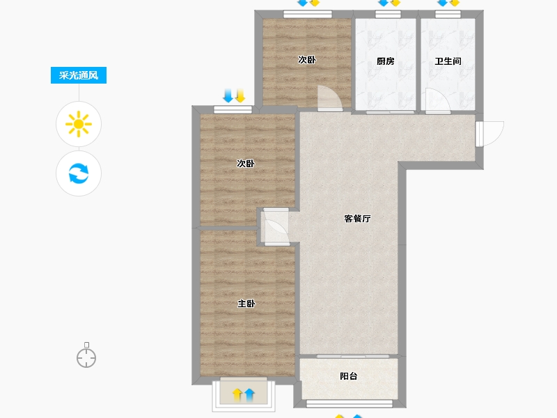 山东省-青岛市-宋城美域-74.57-户型库-采光通风