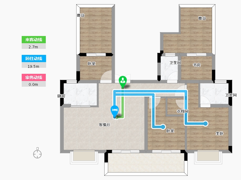 江苏省-扬州市-龙泊湾·玉园-104.35-户型库-动静线