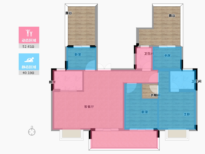 江苏省-扬州市-龙泊湾·玉园-104.35-户型库-动静分区