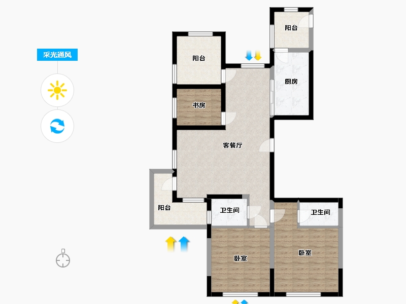 浙江省-杭州市-侨福一品高尔夫公馆-104.77-户型库-采光通风