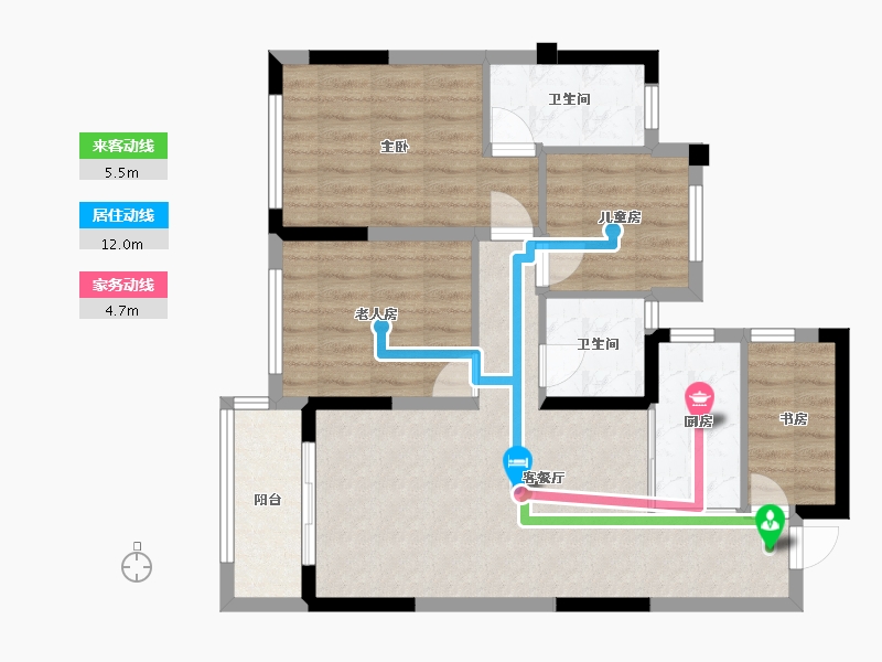 浙江省-杭州市-万达同心湾-81.03-户型库-动静线