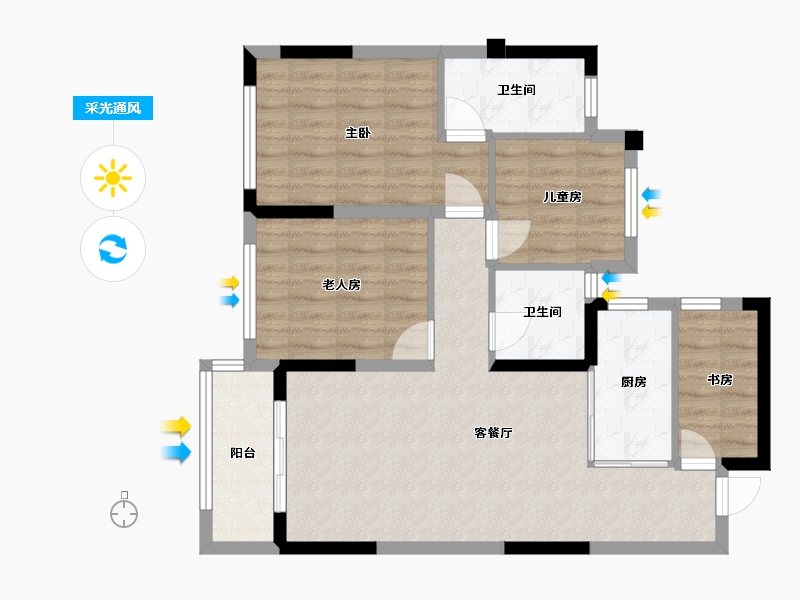 浙江省-杭州市-万达同心湾-81.03-户型库-采光通风