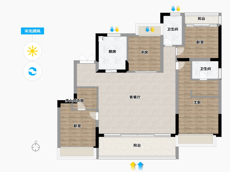 江苏省-苏州市-九龙仓翠樾庭-113.99-户型库-采光通风