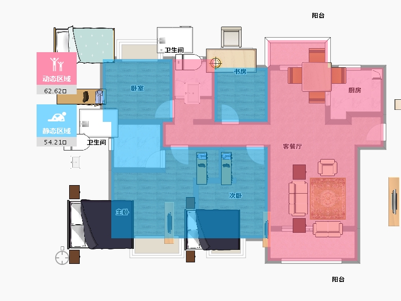 江苏省-南京市-禹洲吉庆里-102.00-户型库-动静分区